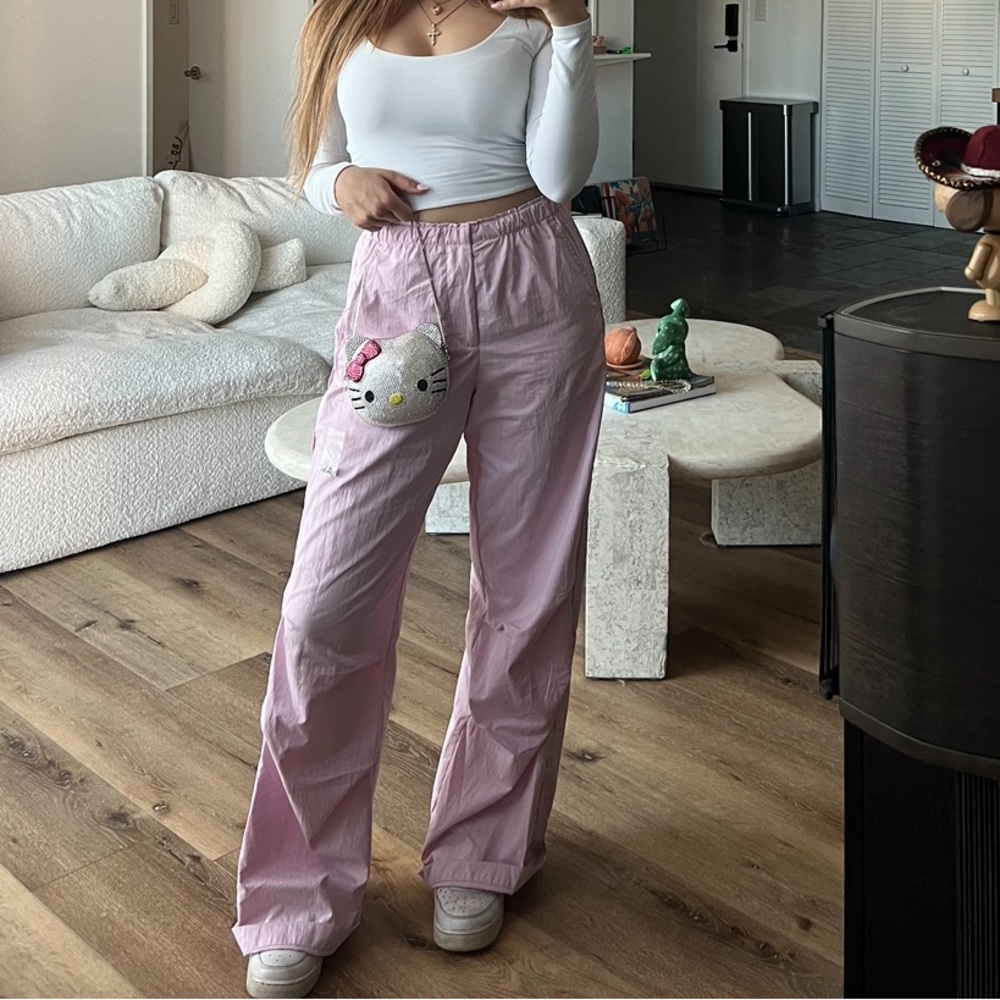Zara pink parachute pants